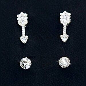 Crystal Stud Earrings with Arrow Drop Jackets Mismatched Set